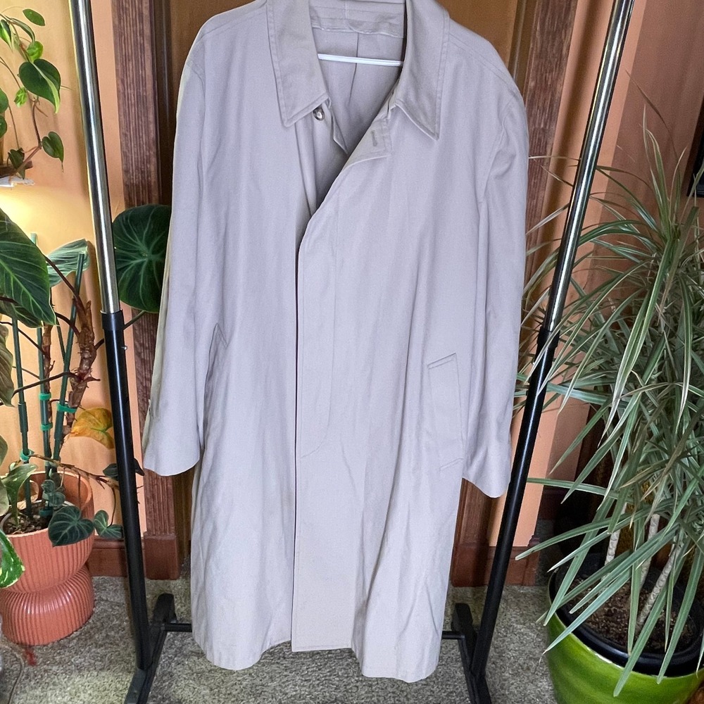 London Fog Trench Coat Tan Water Resistant Preppy Heritage Classic Size 50 Reg